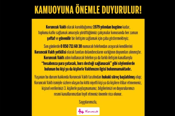 Kamuoyuna Önemle Duyurulur